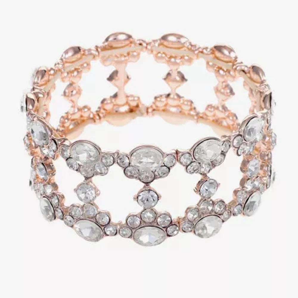 Monet Jewelry Rose Tone Womens Glass Stretch Bracelet