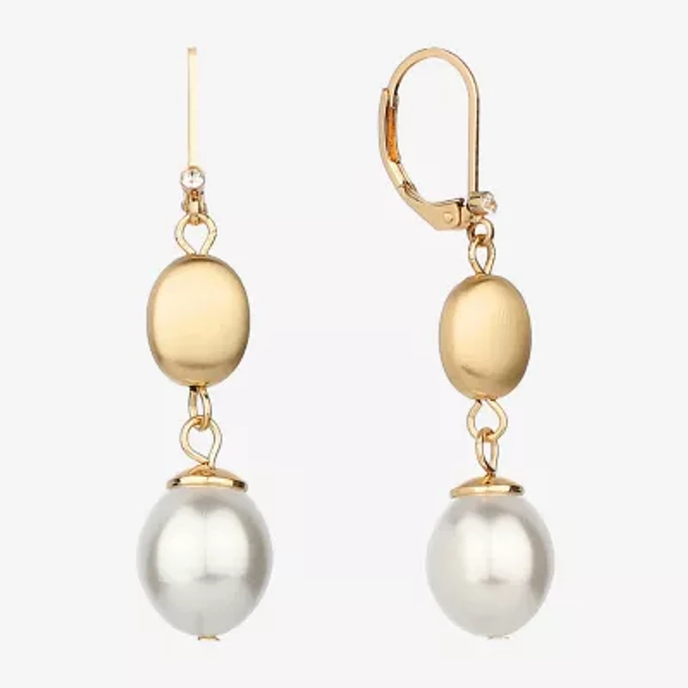 Monet Jewelry Gold Tone Womens Simulated Pearl Drop Earrings