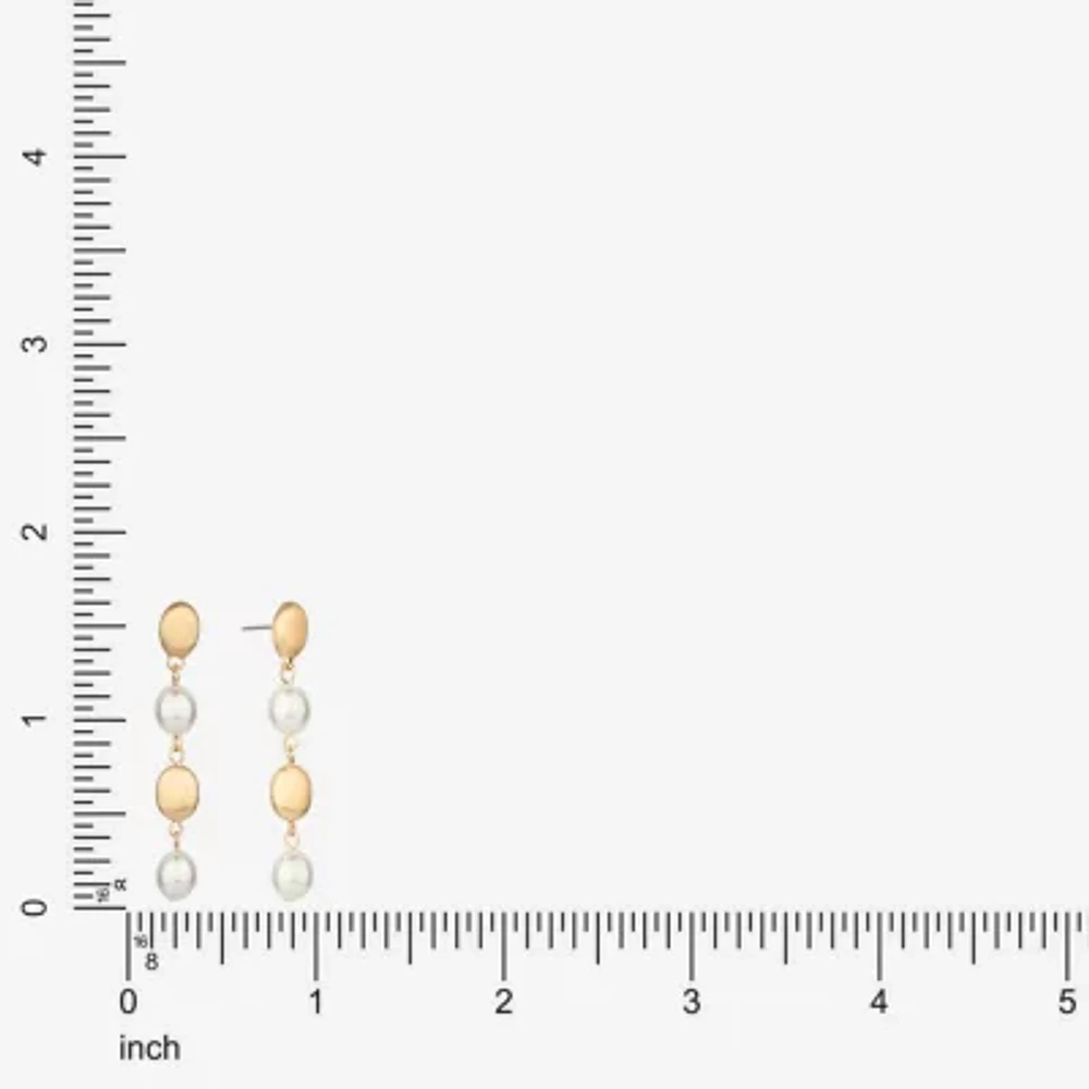 Monet Jewelry Gold Tone Womens Simulated Pearl Hypoallergenic Drop Earrings