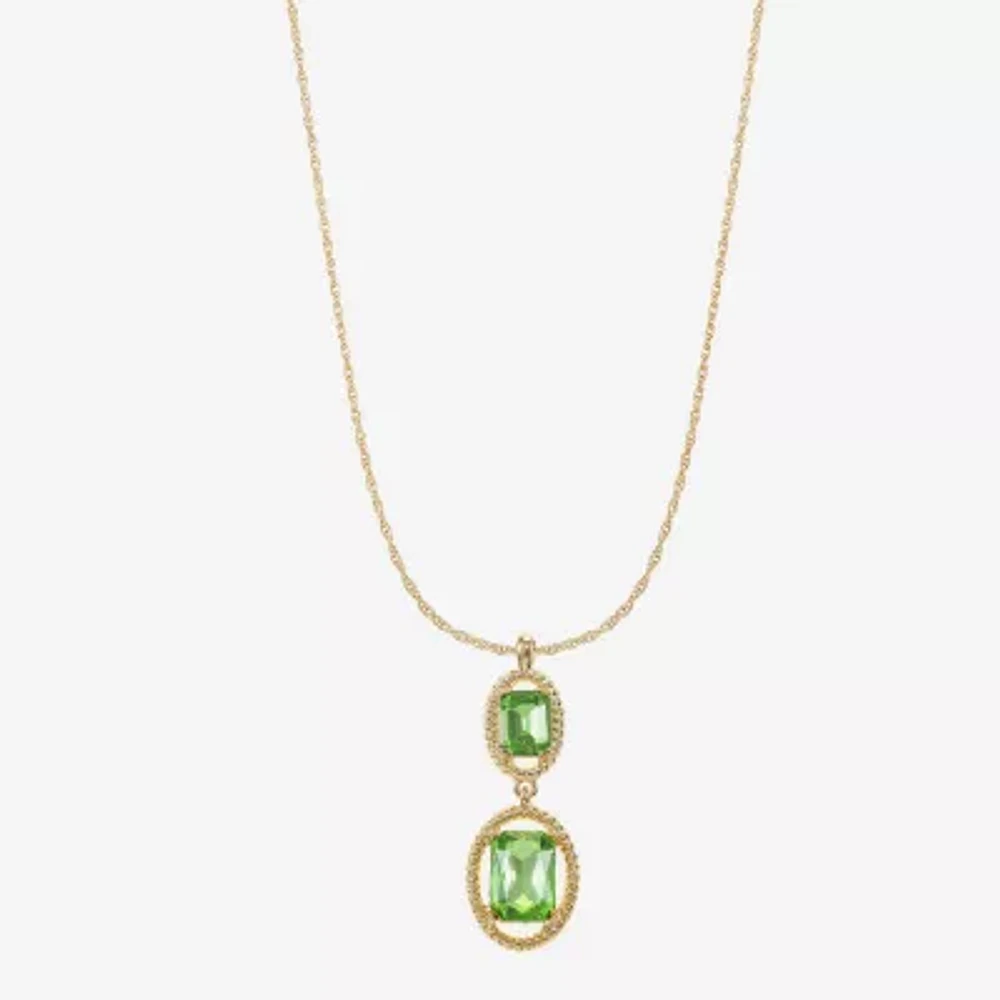 Monet Jewelry Womens Glass Oval 17 Inch Pendant Necklace