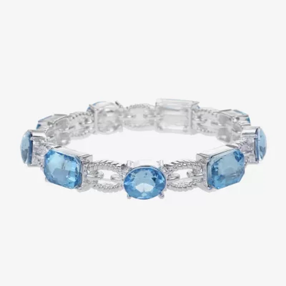 Monet Jewelry Rope Twist Link Womens Glass Oval Stretch Bracelet