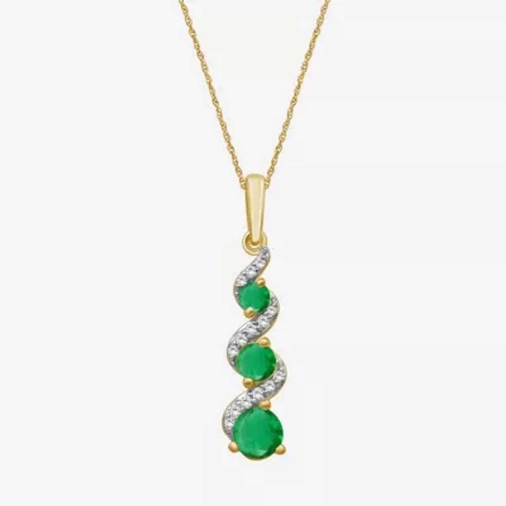 Womens Diamond Accent Gemstone 10K Gold 18 Inch Pendant Necklace