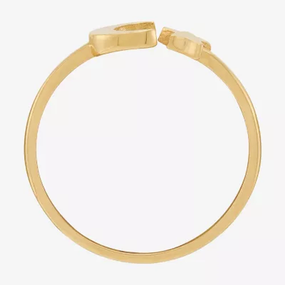 Womens 10K Gold Moon Round Star Band