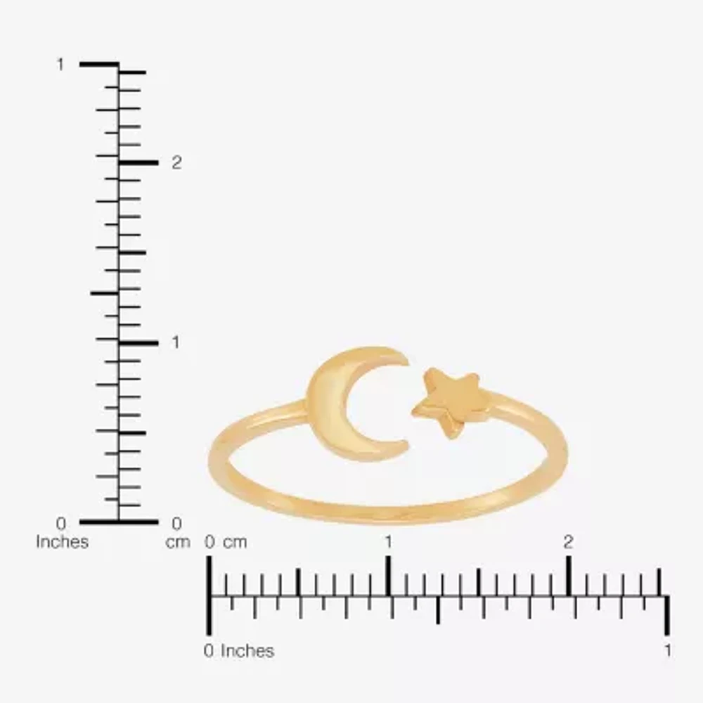 Womens 10K Gold Moon Round Star Band