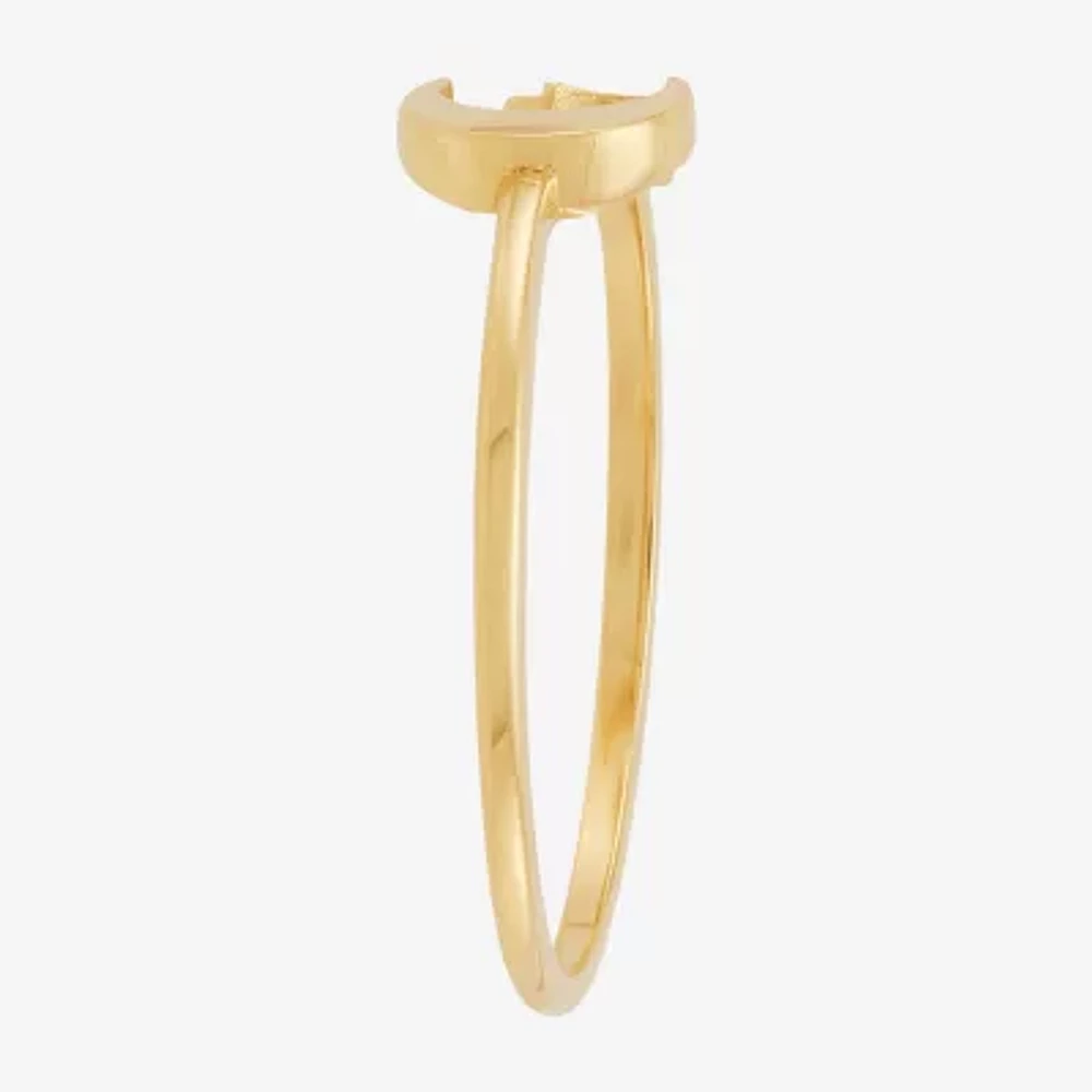 Womens 10K Gold Moon Round Star Band