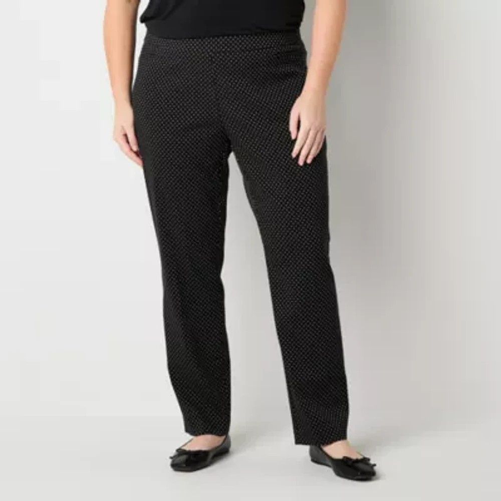 Liz Claiborne Lisa Womens Straight Mid Rise Plus Pull-On Pant