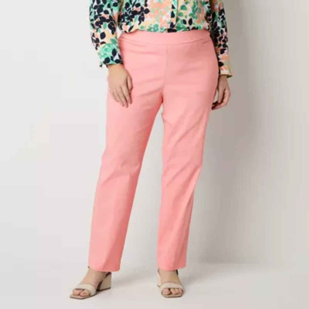 Liz Claiborne Lisa Womens Straight Mid Rise Fit Plus Pull-On Pant