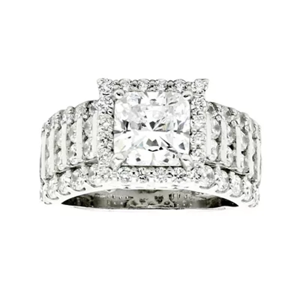 DiamonArt® Cubic Zirconia Sterling Silver Frame Ring