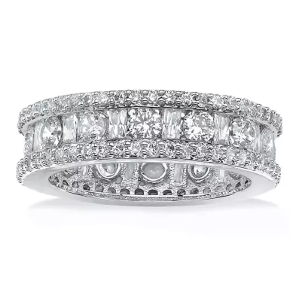 DiamonArt® 6MM 3 1/4 CT. T.W. White Cubic Zirconia Platinum Over Silver Rectangular Band