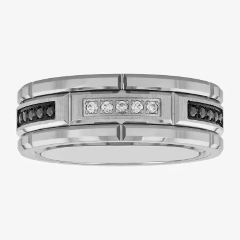 Mens 8MM 1/8 CT. T.W. Diamond Tungsten Wedding Band
