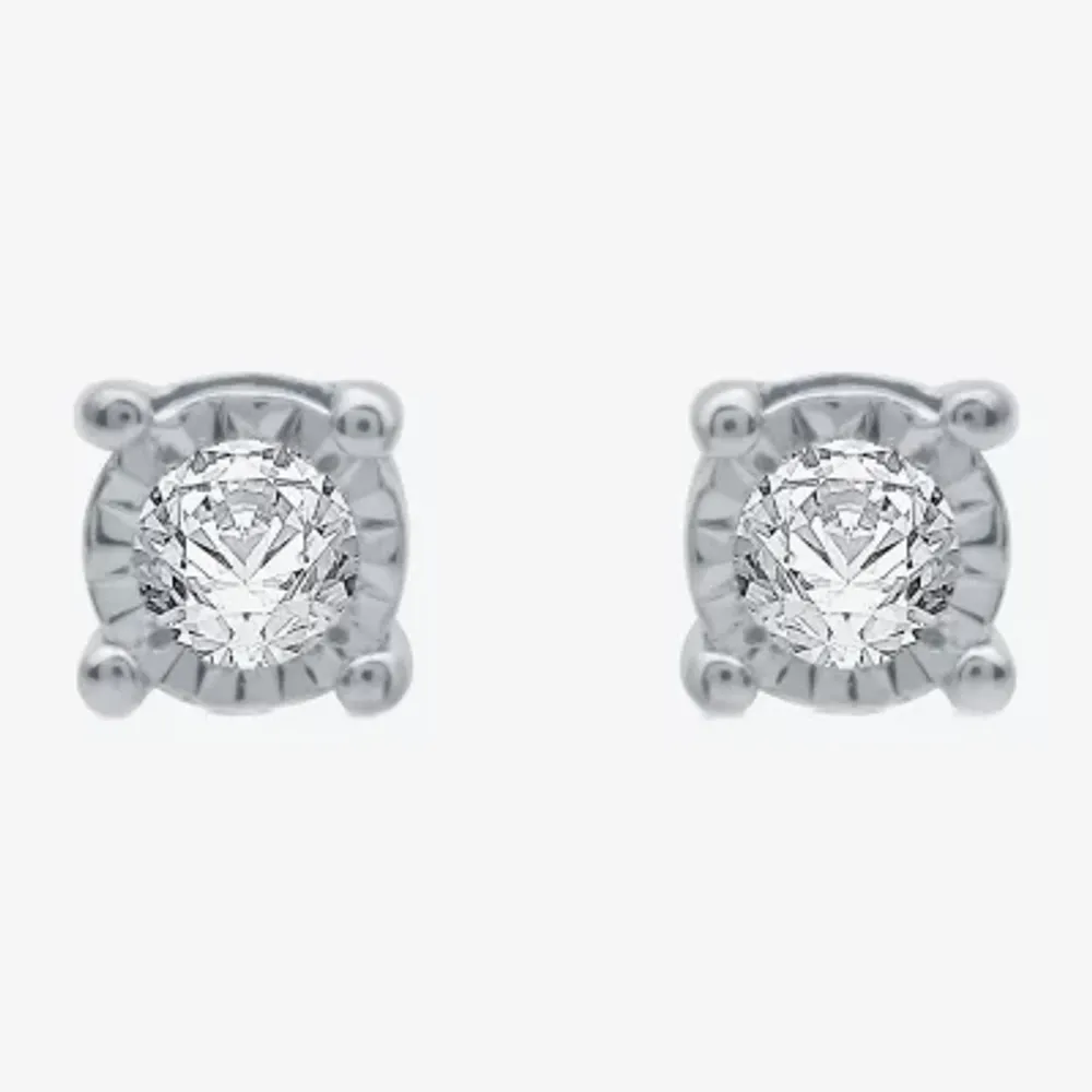 (G / SI1-SI2) Ever Star 1/10 CT. T.W. Lab Grown White Diamond Sterling Silver or 14K Gold over 4.9mm Stud Earrings