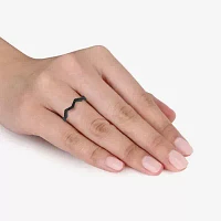 Midnight Black Womens 1/10 CT. T.W. Natural Diamond Sterling Silver Cocktail Ring