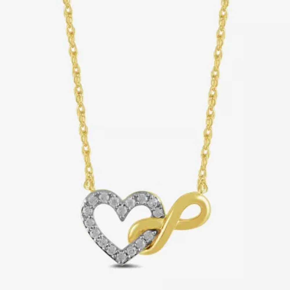 Womens 1/10 CT. T.W. Lab Grown White Diamond Sterling Silver Heart Infinity 17 1/2 Inch Pendant Necklace