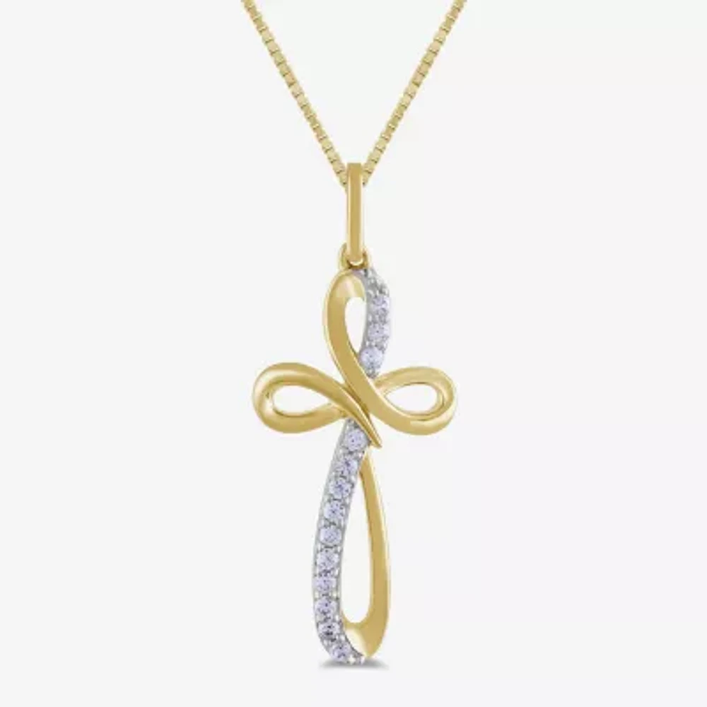 Womens 1/10 CT. T.W. Lab Grown White Diamond 14K Gold Over Silver Heart 18 1/2 Inch Pendant Necklace