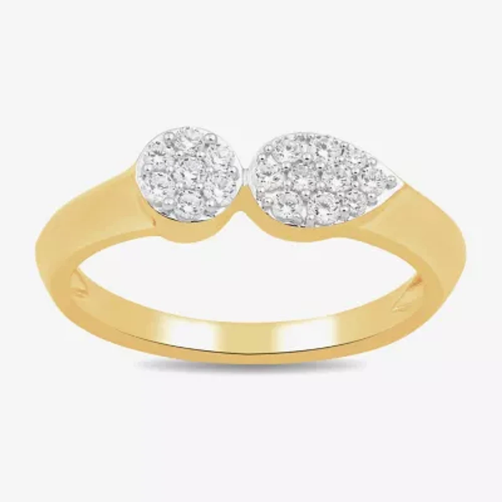 Womens 1/4 CT. T.W. Lab Grown White Diamond 14K Gold Over Silver Cocktail Ring