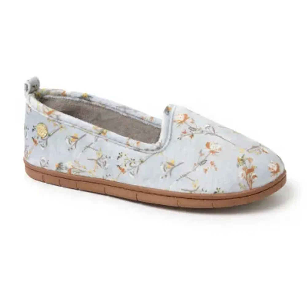Dearfoams Rachel Velour Closed Back Womens Memory Foam Slip-On Slippers