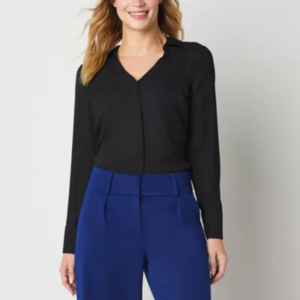 Liz Claiborne Womens Long Sleeve Tall Blouse