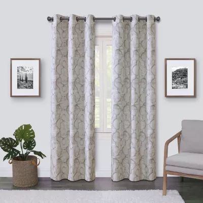 Max Blackout Emerson Scroll Grommet Top 100% Single Curtain Panel