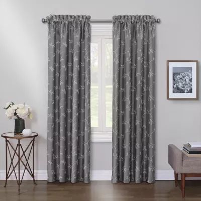 Max Blackout Mystique Rod Pocket Embroidered 100% Single Curtain Panel