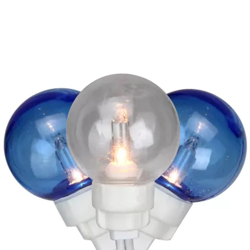 100-Count Blue and Clear G30 Globe Icicle Patio Lights 9.5ft White Wire
