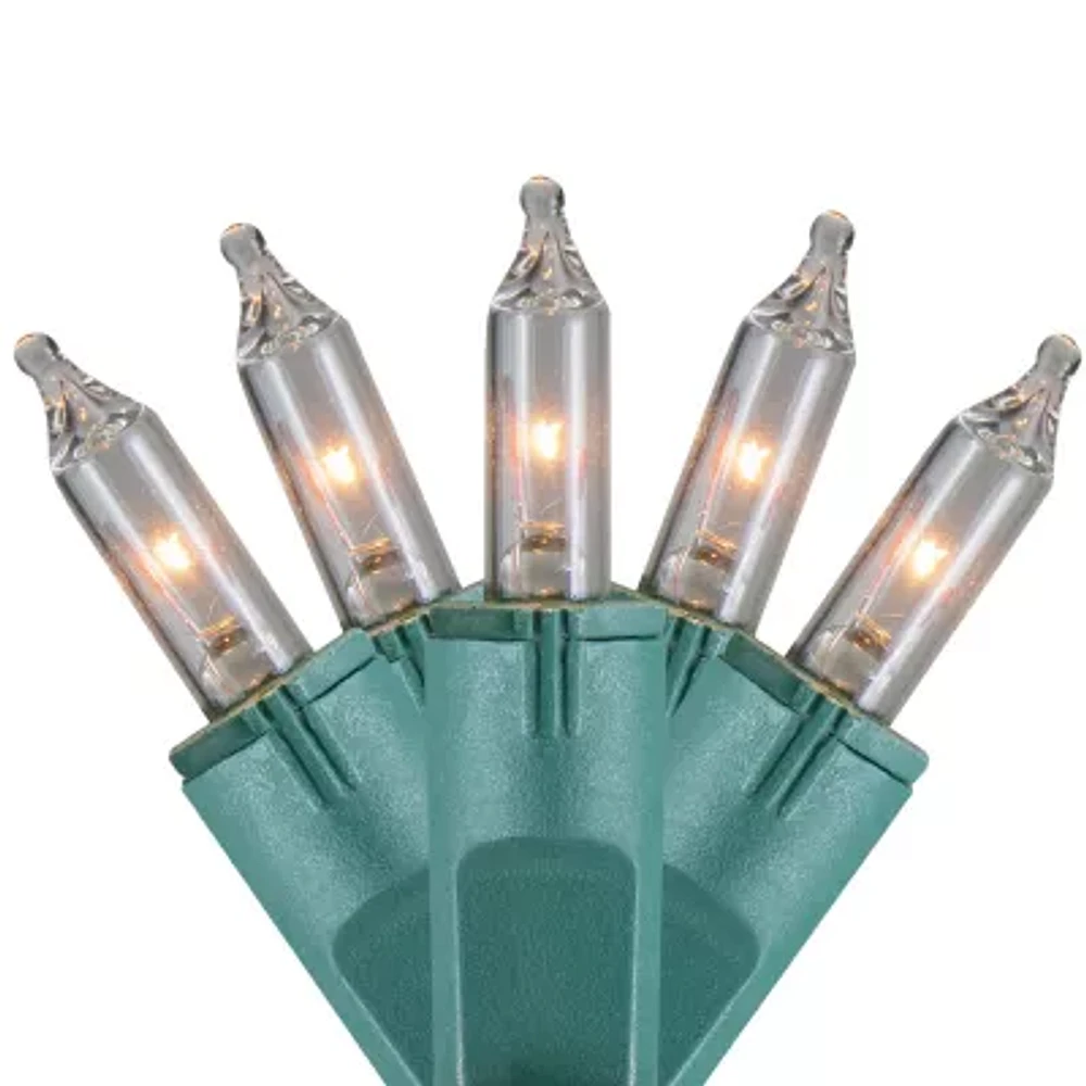 100-Count Clear Perm-O-Snap Mini Christmas Light Set 49.3ft Green Wire