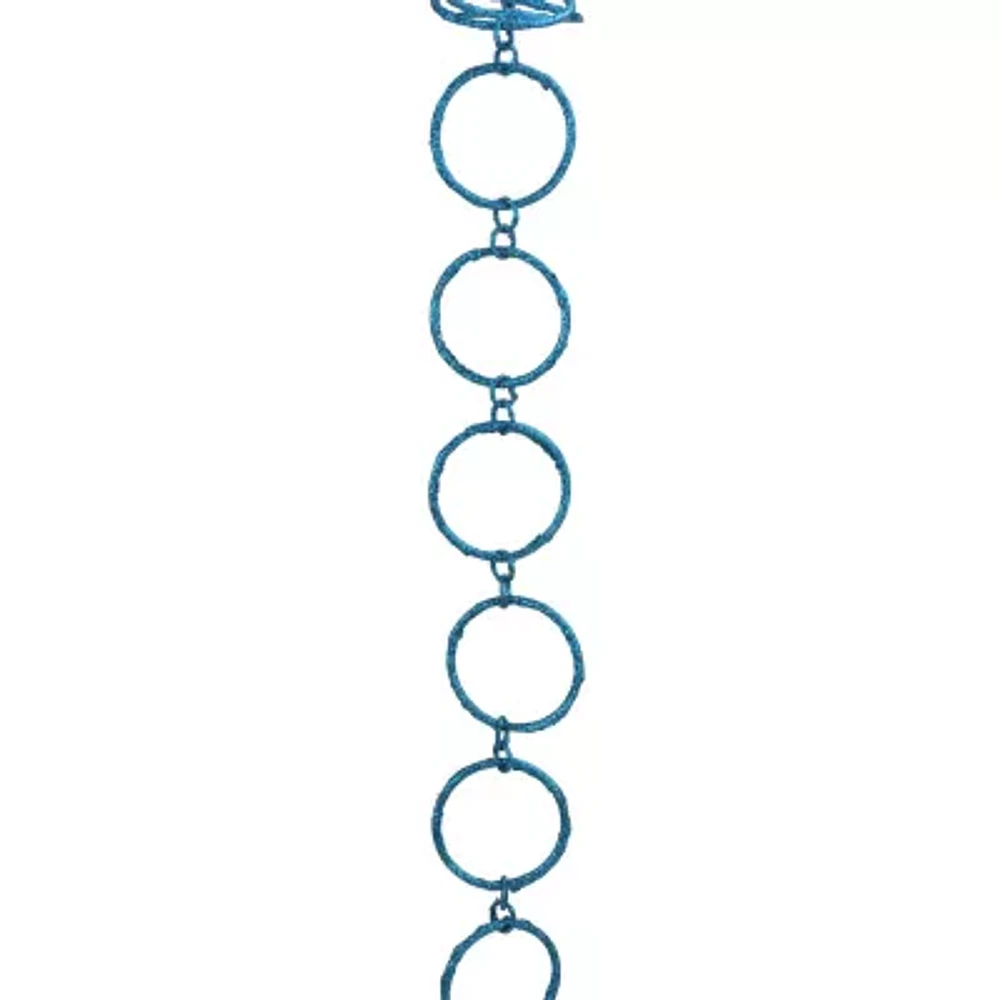 5' x 1.75'' Turquoise Peacock Blue Round Chain Christmas Garland - Unlit