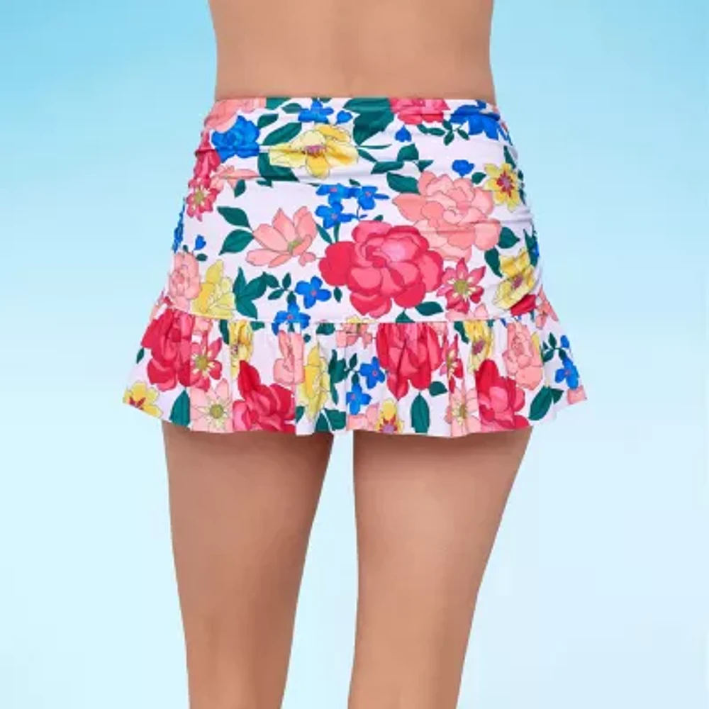 Liz Claiborne Womens Comfort Waistband Floral Swim Skirt