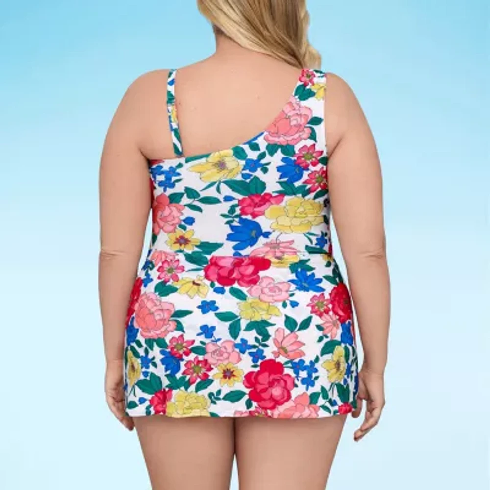 Liz Claiborne Womens Floral Plus Swim Dress