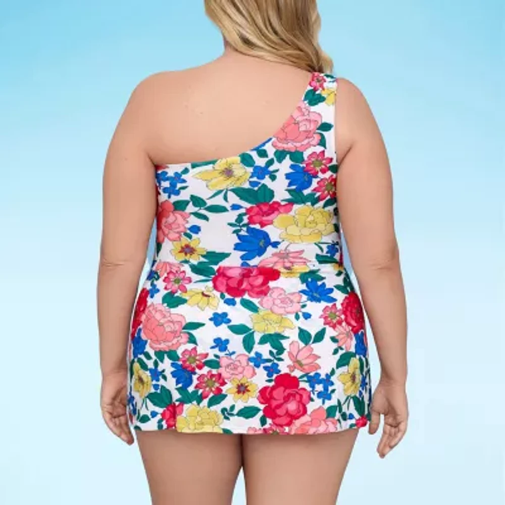 Liz Claiborne Womens Floral Plus Swim Dress
