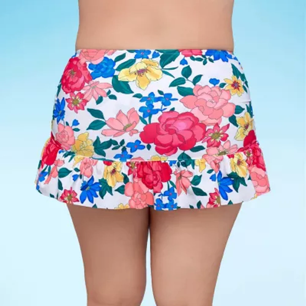 Liz Claiborne Womens Floral Plus Swim Skirt
