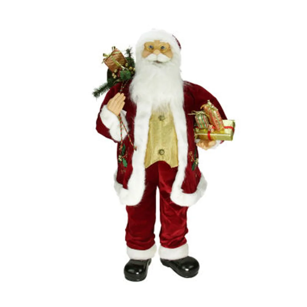 36'' Holly Berry Santa Claus with Presents and Gift Bag Christmas Figure