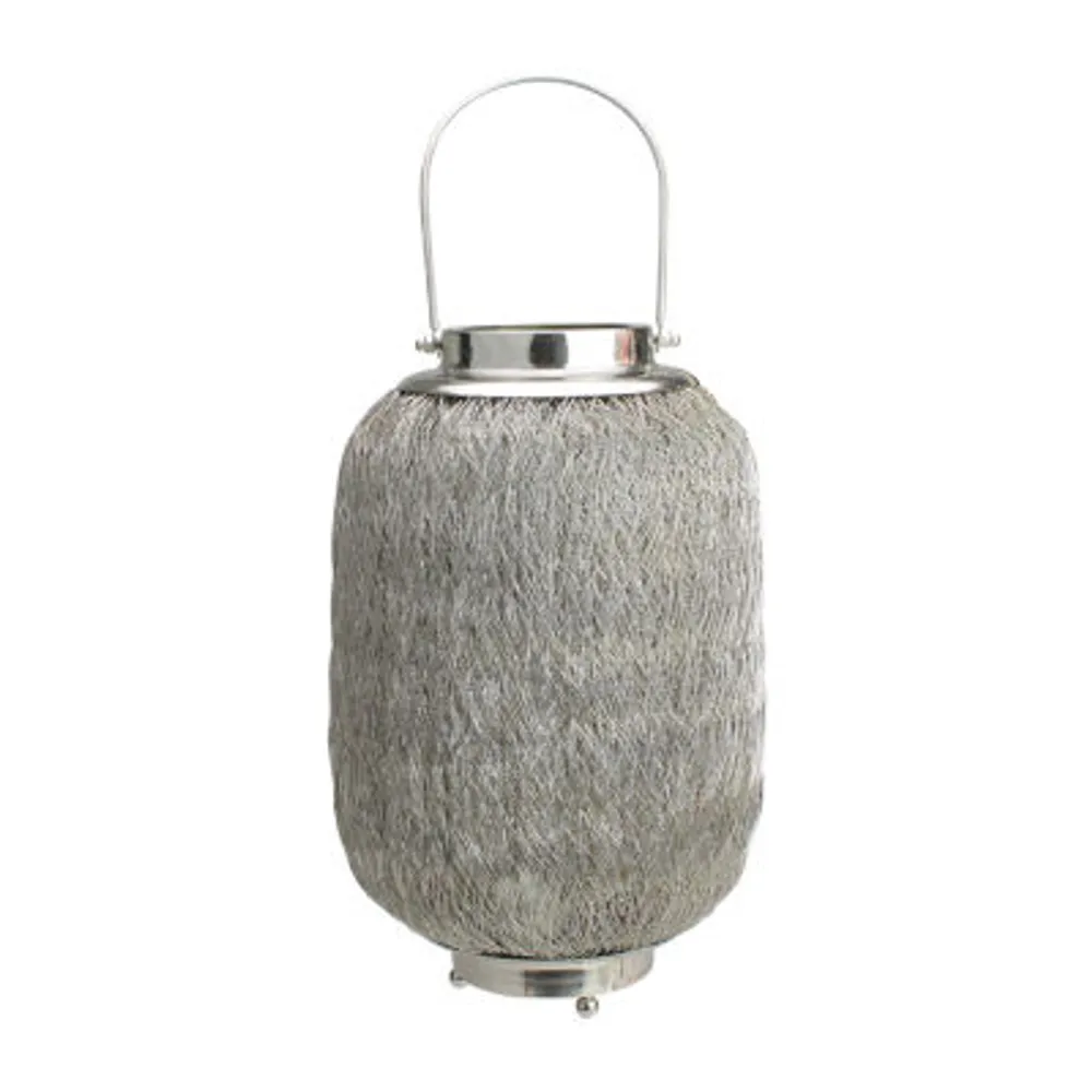 23'' Beach Day Contemporary Chic Large Wire Woven Hurricane Pillar Candle Holder