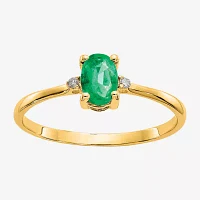 Gemstone Diamond Accent 10K Gold Oval Cocktail Ring