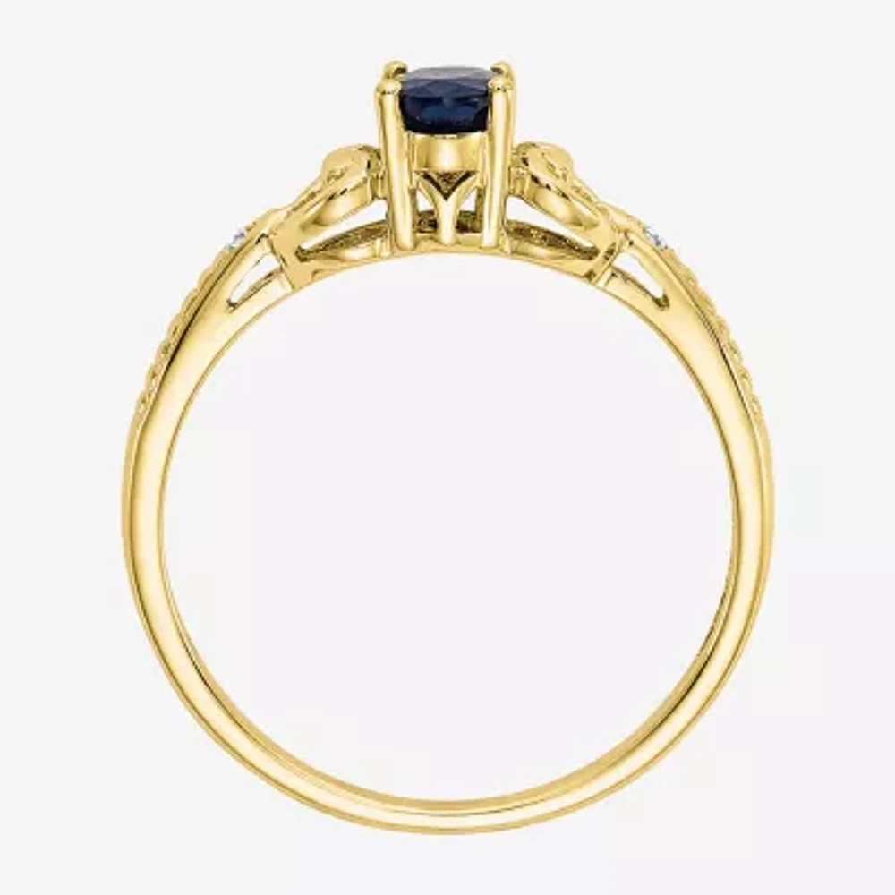 Gemstone Diamond Accent 10K Gold Oval Cocktail Ring