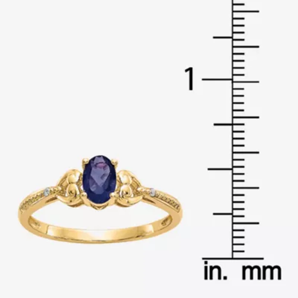 Gemstone Diamond Accent 10K Gold Oval Cocktail Ring