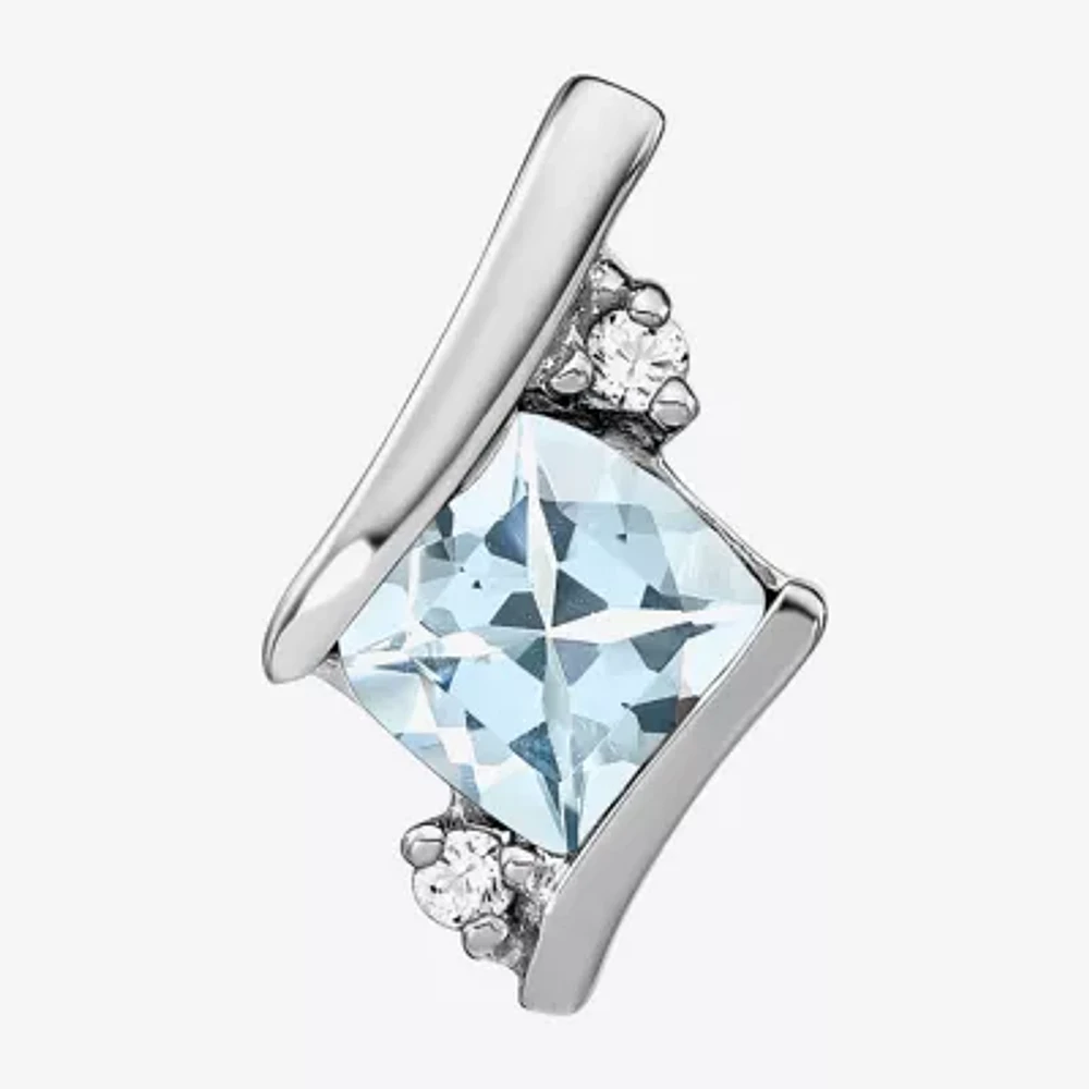 Gemstone Diamond Accent 10K White Gold Pendant