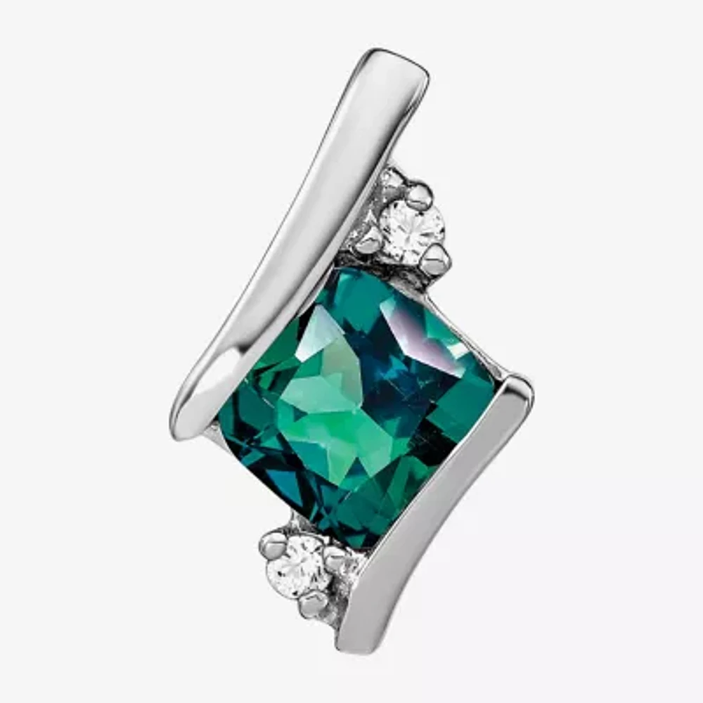Gemstone Diamond Accent 10K White Gold Pendant