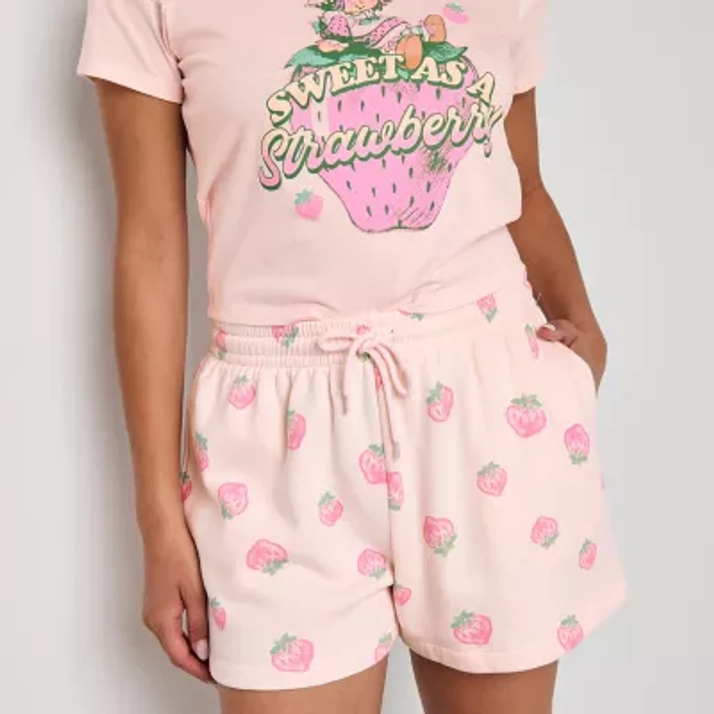 Strawberry Shortcake Ringer Tee Womens Crew Neck Short Sleeve Regular Fit Juniors Graphic T-Shirt