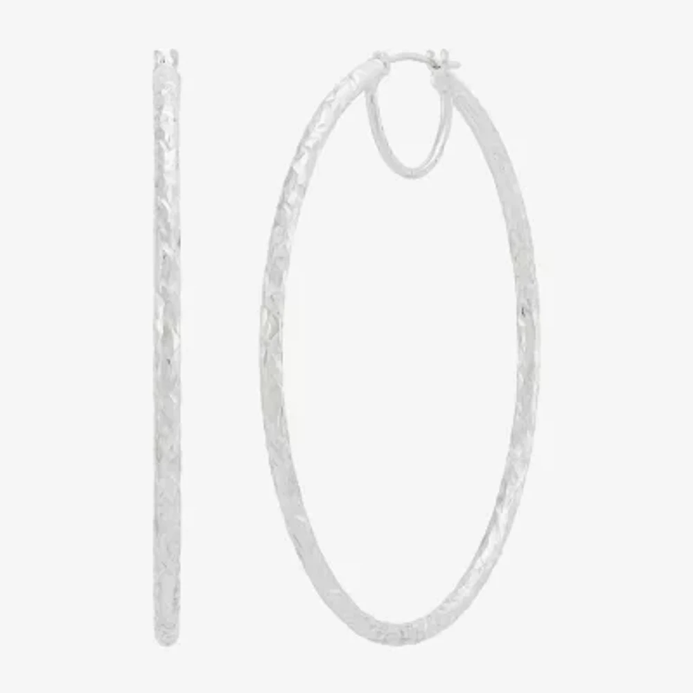 Womens 14K White Gold 50mm Hoop Earrings