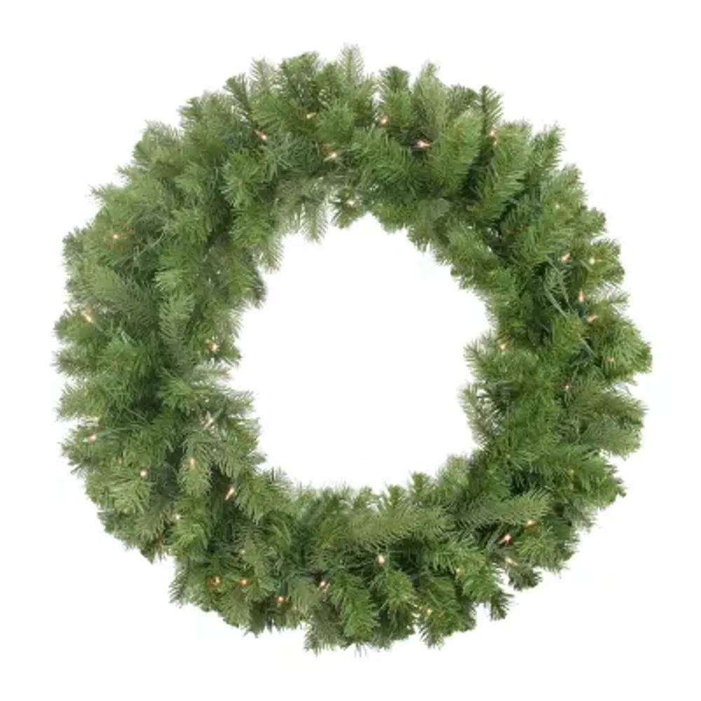 Pre-Lit Noble Fir Artificial Christmas Wreath - 30-Inch Clear Lights