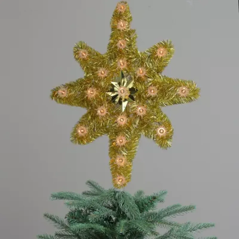 21'' Gold Star of Bethlehem Christmas Tree Topper - Clear Lights