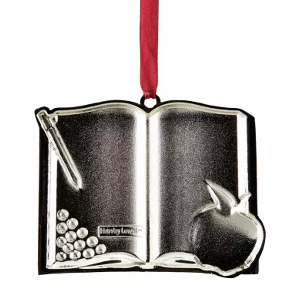 3.25'' Red and Silver-Plated Teacher Christmas Ornament with European Crystals