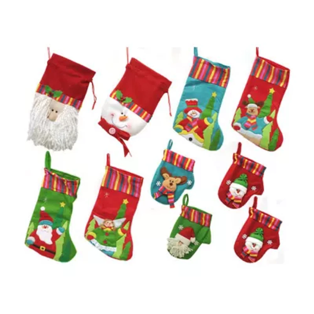 10-Piece Winter Wonderland Christmas Stocking and Novelty Gift Bag Set 14"