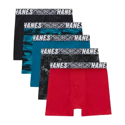 Hanes Moves Little & Big Kid Boys 5 Pack Boxer Briefs Bux88f