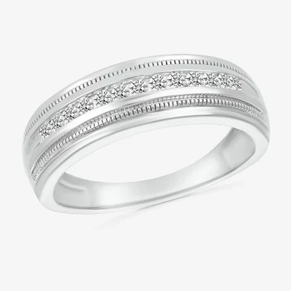 Mens 2.5MM 1/ CT. T.W. Natural White Diamond 14K Gold Wedding Band