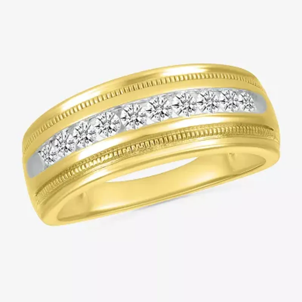 Mens 2.5MM 1/2 CT. T.W. Natural White Diamond 14K Gold Wedding Band