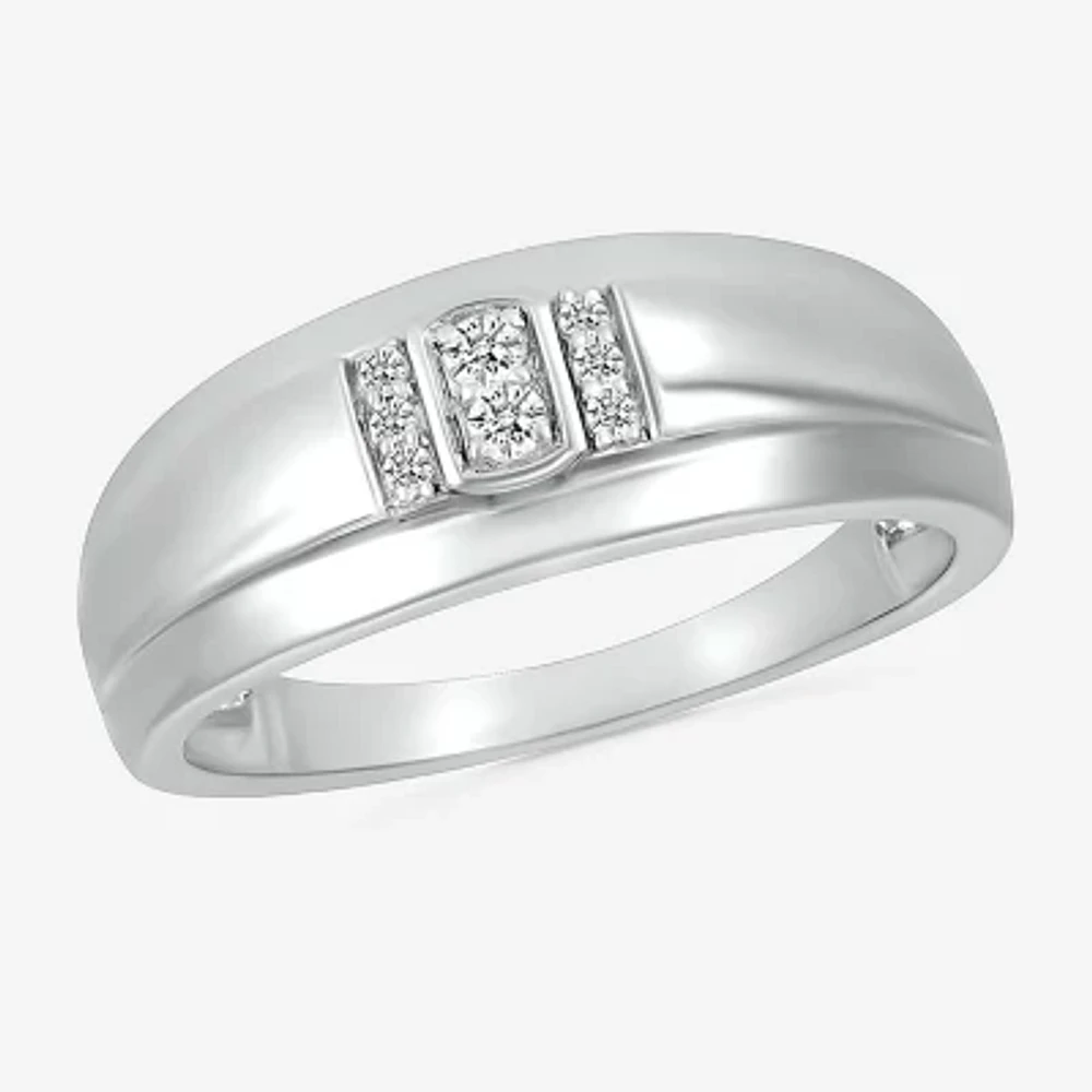 Mens 2MM 1/10 CT. T.W. Natural White Diamond 10K Gold Wedding Band