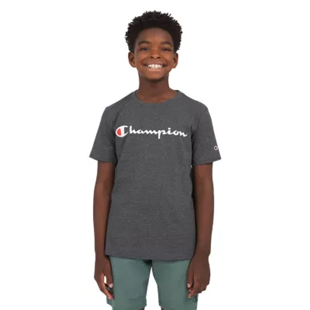 Champion Big Kid Boys Crew Neck Short Sleeve Classic Fit Graphic T-Shirt