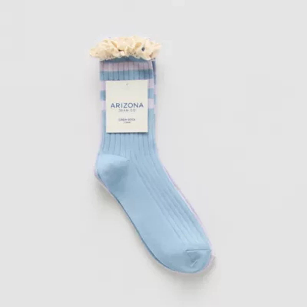 Arizona Rib Lace Womens 2 Pair Crew Socks