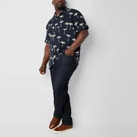 mutual weave Mens Short Sleeve Big and Tall Camp Shirt